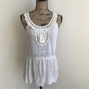 Banana Republic cream colored loose fit boho white tank top size small